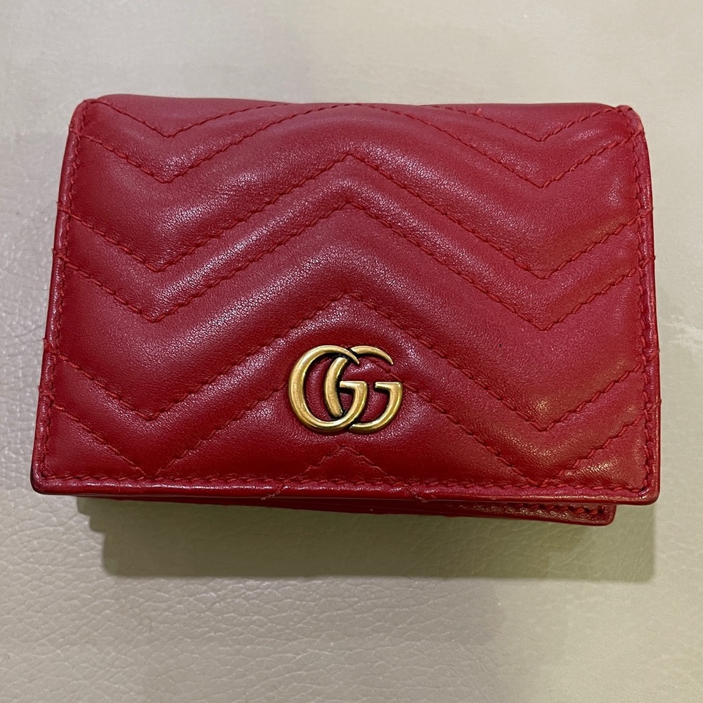 Gucci GG Marmont card case wallet Red